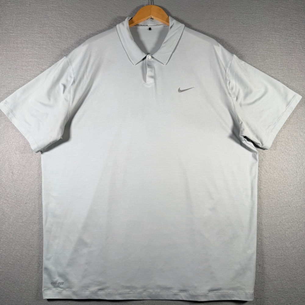 Nike Tiger Woods Collection‎ Mens 2XL Grey Striped Dri-FIT Golf Polo 648719-043